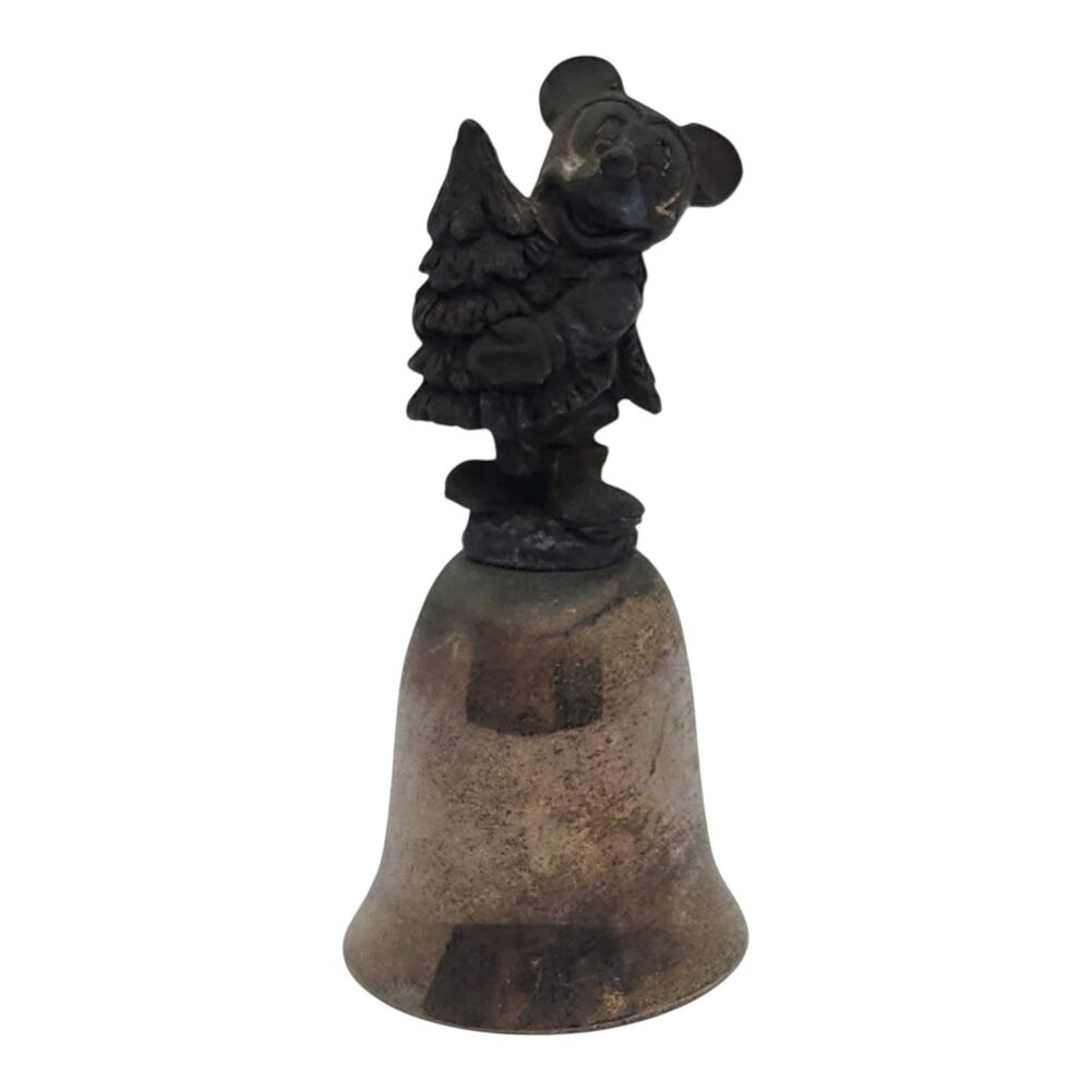 Vintage Disney Mickey Mouse Pewter & Silver Plated Bell Christmas Bell 1980s
